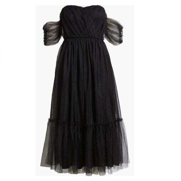Lulus Divine Dreamer Off the Shoulder Tiered Midi Dress, Black,‎ Large, NWT - Picture 9 of 10